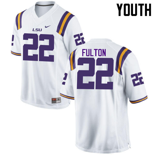 Youth LSU Tigers #22 Kristian Fulton College Football Jerseys Game-White